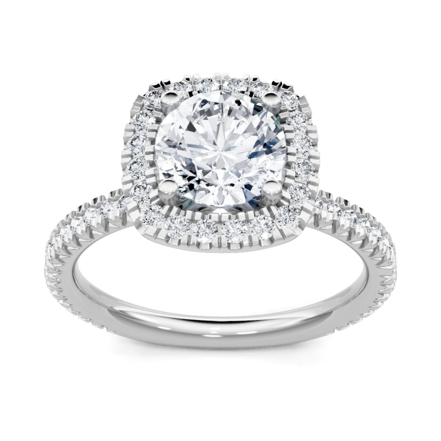 Imagine Bridal 14K White Gold Cushion Diamond Engagement Ring 0.38ct