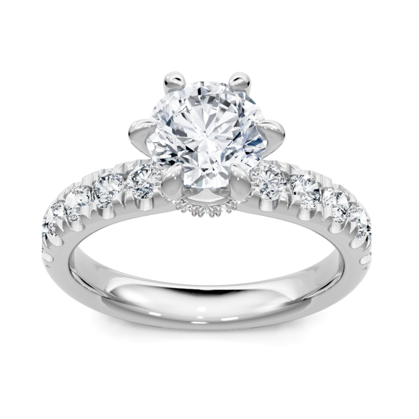 Imagine Bridal 14K White Gold Round Diamond Engagement Ring 0.75ct