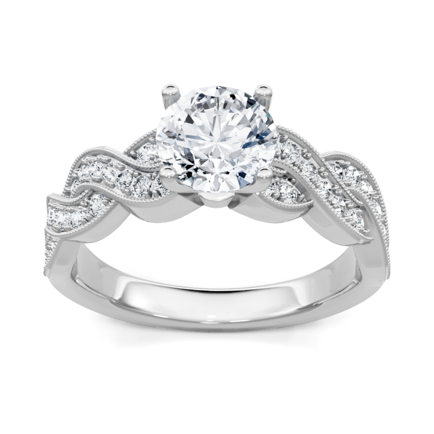 Imagine Bridal 14K White Gold Round Diamond Engagement Ring