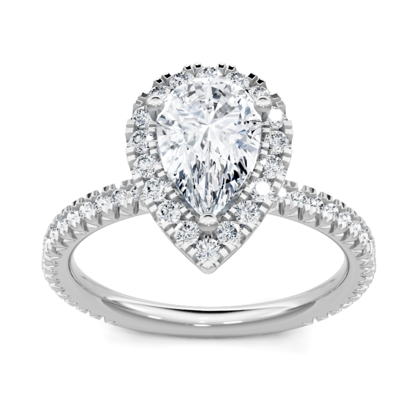 Imagine Bridal 14K White Gold Pear Diamond Engagement Ring 0.40ct