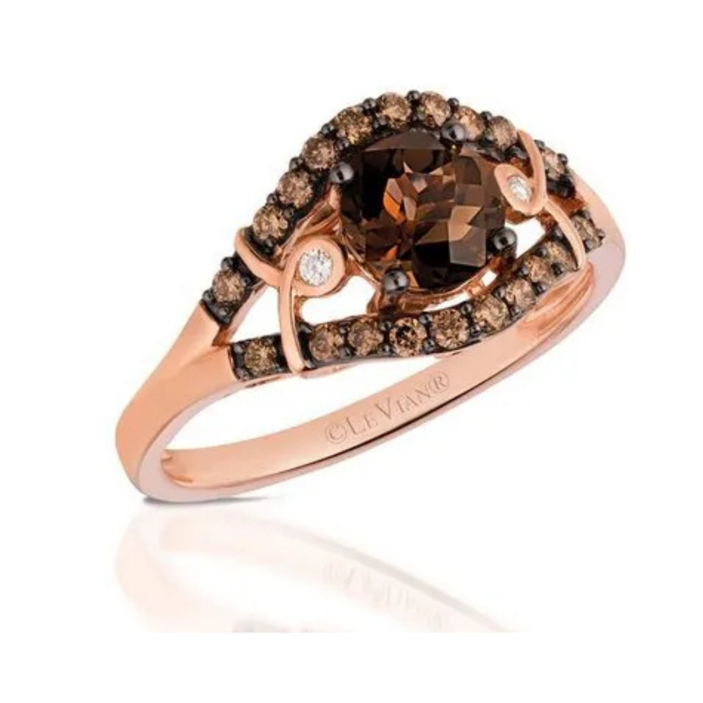 Le Vian 14K Strawberry Gold Chocolatier Chocolate Quartz & Diamonds Ring 0.75ct