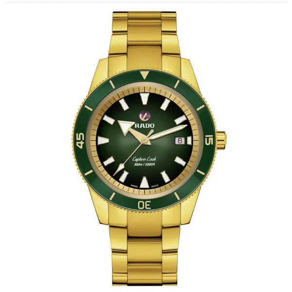 Rado Captain Cook 42mm Green Dial Stainless Steel Automatic Watch – Vintage Diver Style