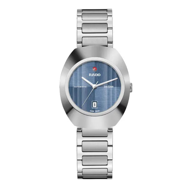 Rado DiaStar Original 38mm Silver Dial Gold-Tone Stainless Steel Automatic Watch – Retro Oval Design