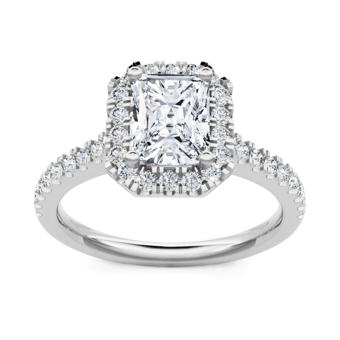 Imagine Bridal 14K White Gold Emerald Diamond Engagement Ring 0.38ct