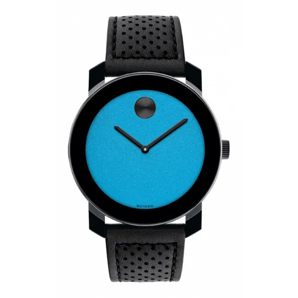 Movado BOLD TR90 42mm Blue Museum Dial Black Leather Strap  display picture 2