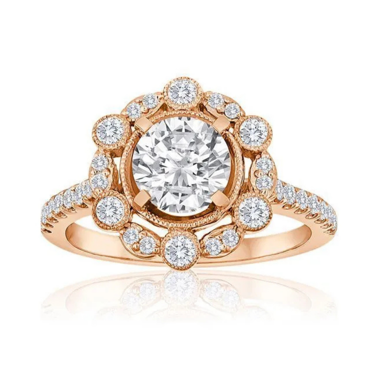 Imagine Bridal 14K Yellow Gold Round Diamond Engagement Ring 0.40ct
