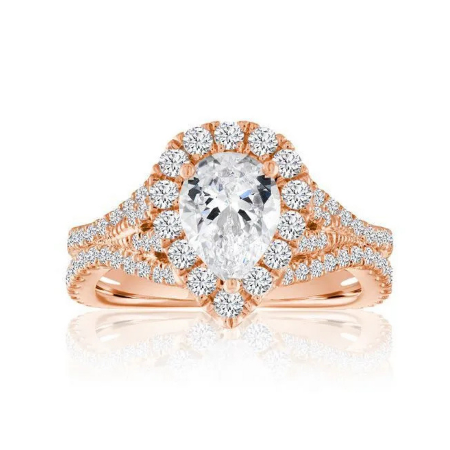 Imagine Bridal 14K Yellow Gold Pear Diamond Engagement Ring 0.10ct