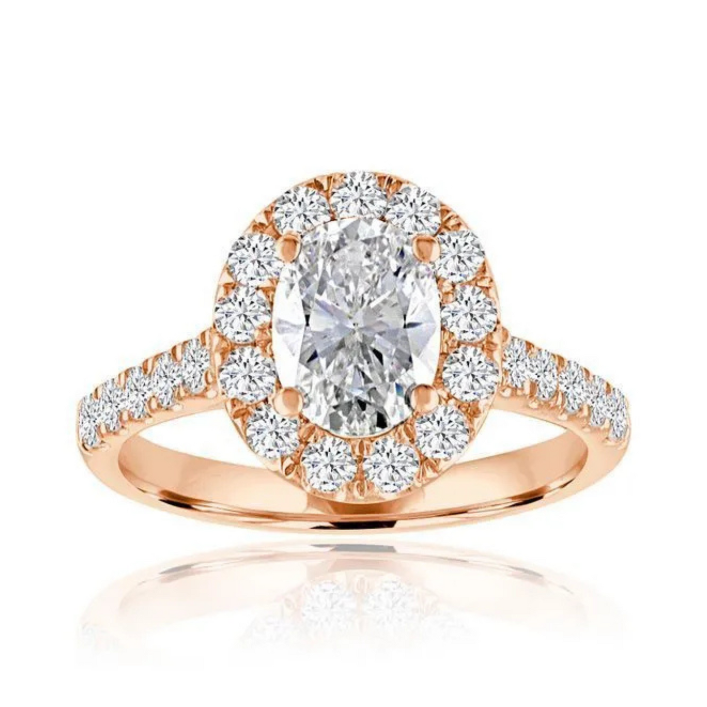 Imagine Bridal 14K White Gold Oval Diamond Engagement Ring 0.75ct