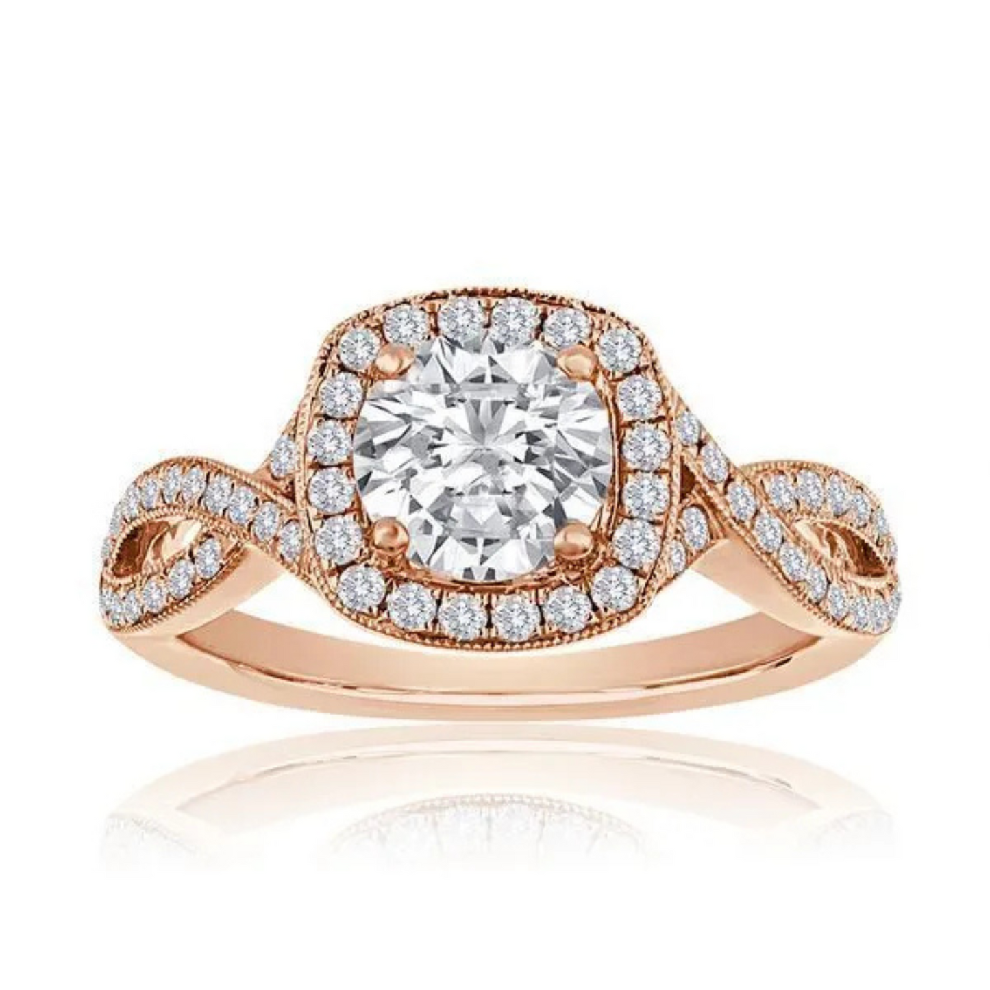 Imagine Bridal 14K Rose Gold Round Diamond Engagement Ring 0.40ct