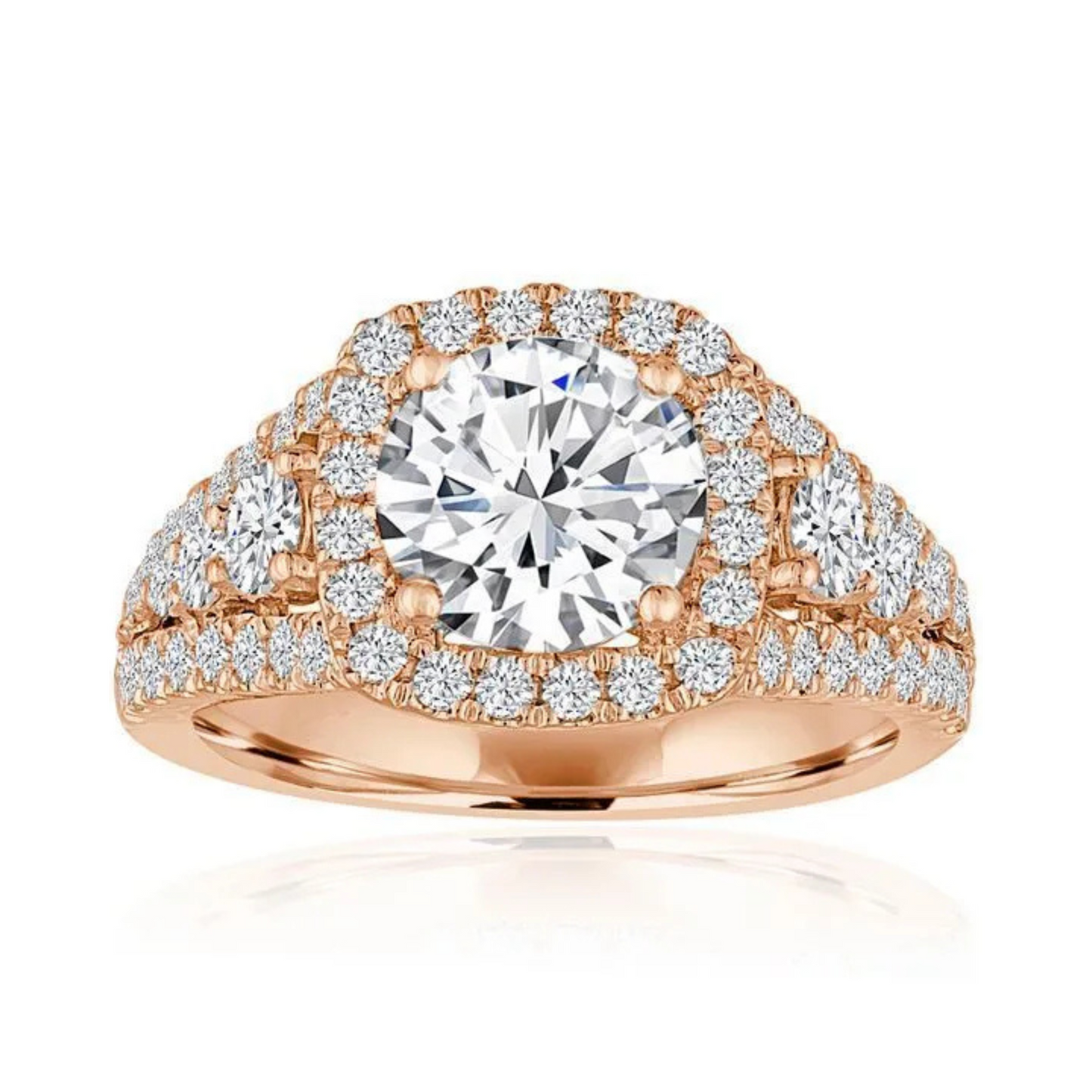 Imagine Bridal 14K Rose Gold Round Diamond Engagement Ring 1.00ct