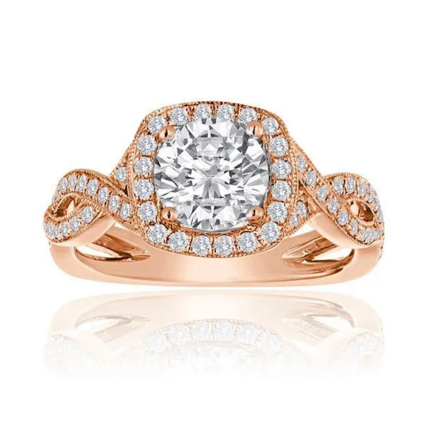 Imagine Bridal 14K Rose Gold Round Diamond Engagement Ring 0.50ct