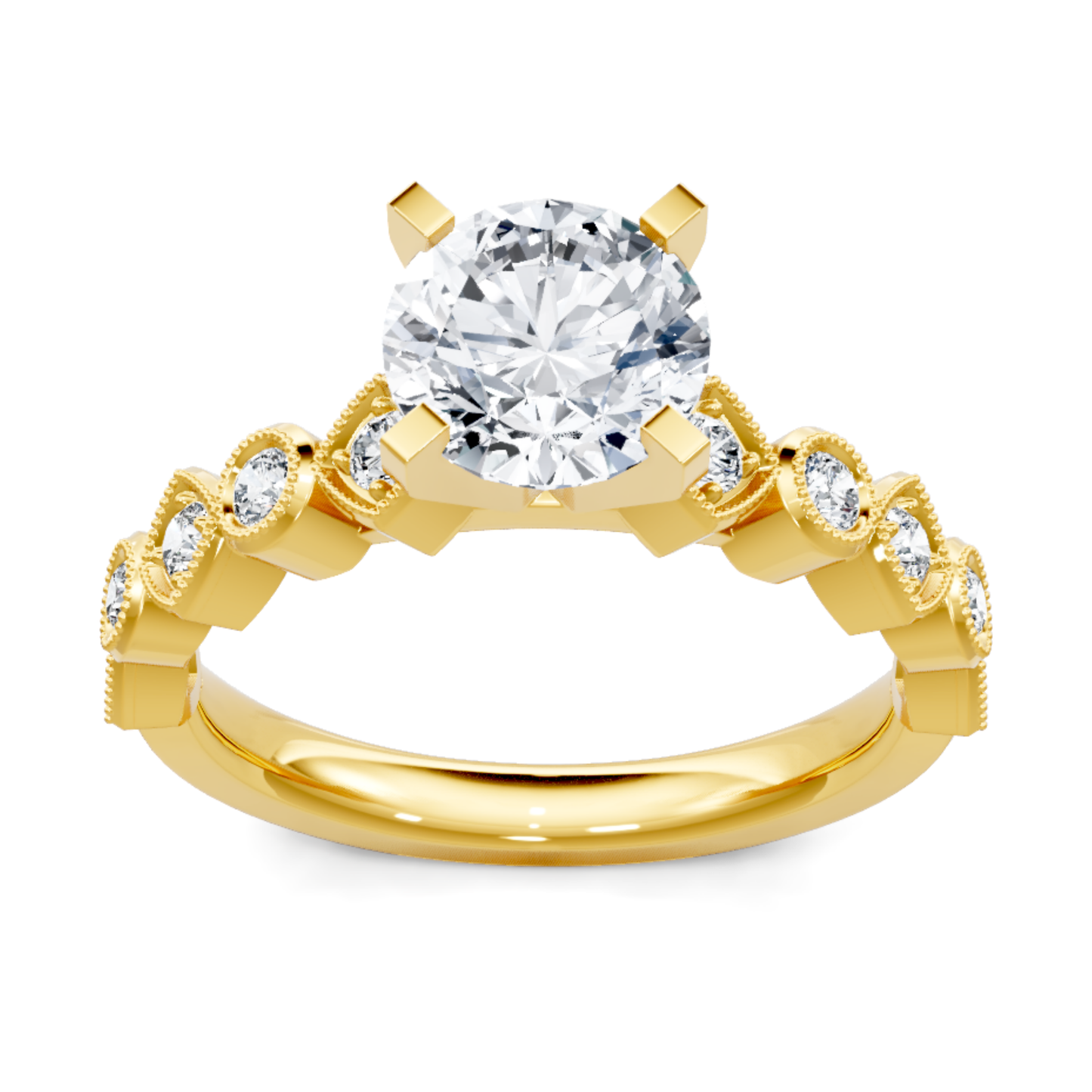 Imagine Bridal 14K Yellow Gold Round Diamond Engagement Ring 0.25ct