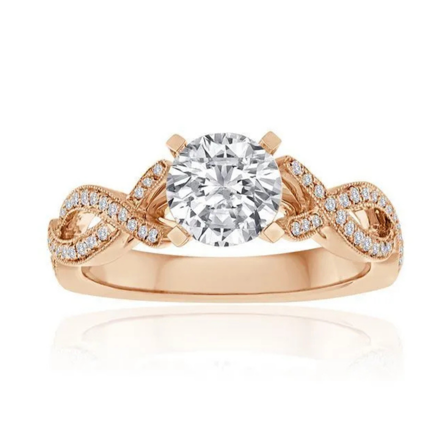 Imagine Bridal 14K Rose Gold Round Diamond Engagement Ring 0.25ct