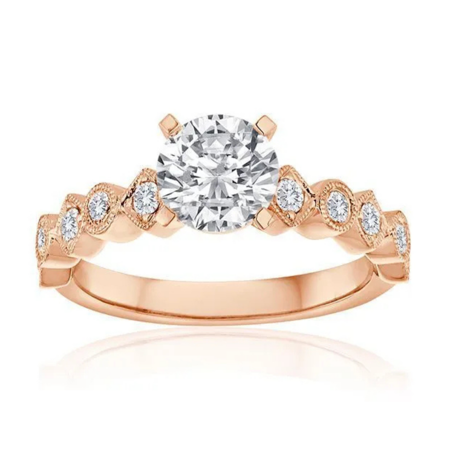 Imagine Bridal 14K Rose Gold Round Diamond Engagement Ring 0.25ct