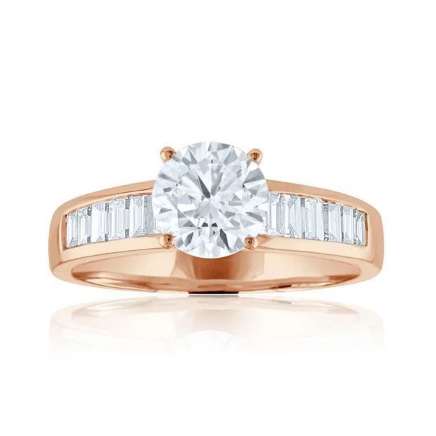 Imagine Bridal 14K Rose Gold Baguette Diamond Engagement Ring 0.40ct