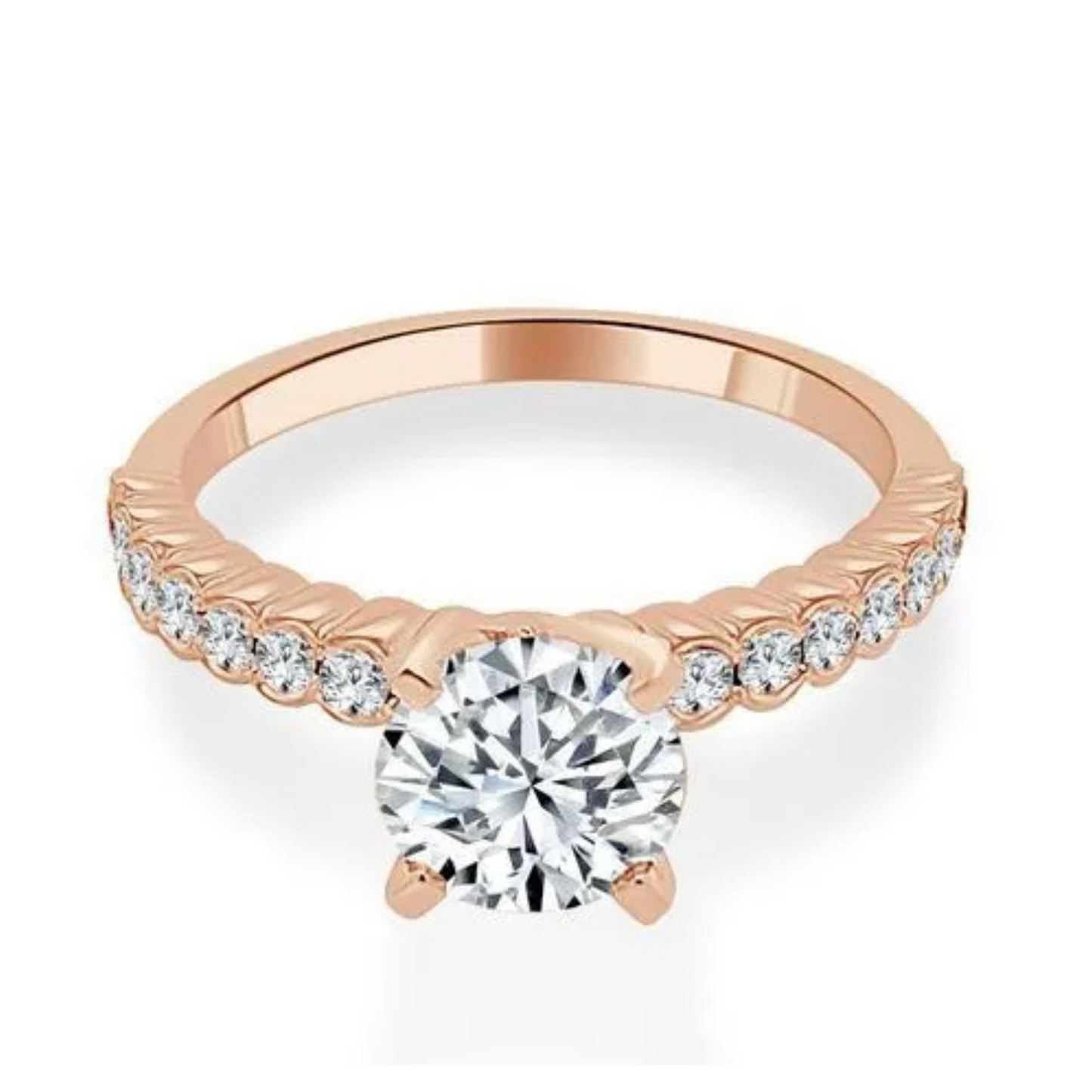 Imagine Bridal 14K Rose Gold Round Diamond Engagement Ring 0.75ct