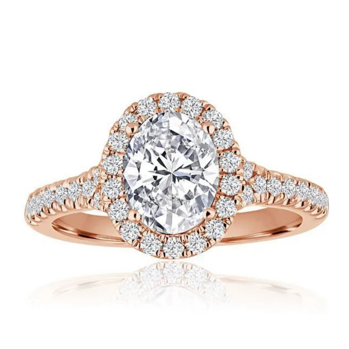 Imagine Bridal 14K Rose Gold Oval Diamond Engagement Ring 0.40ct