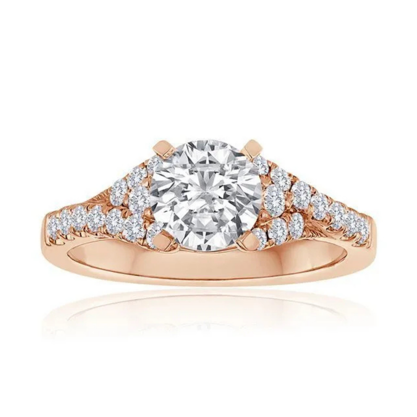 Imagine Bridal 14K Rose Gold Round Diamond Engagement Ring 0.40ct