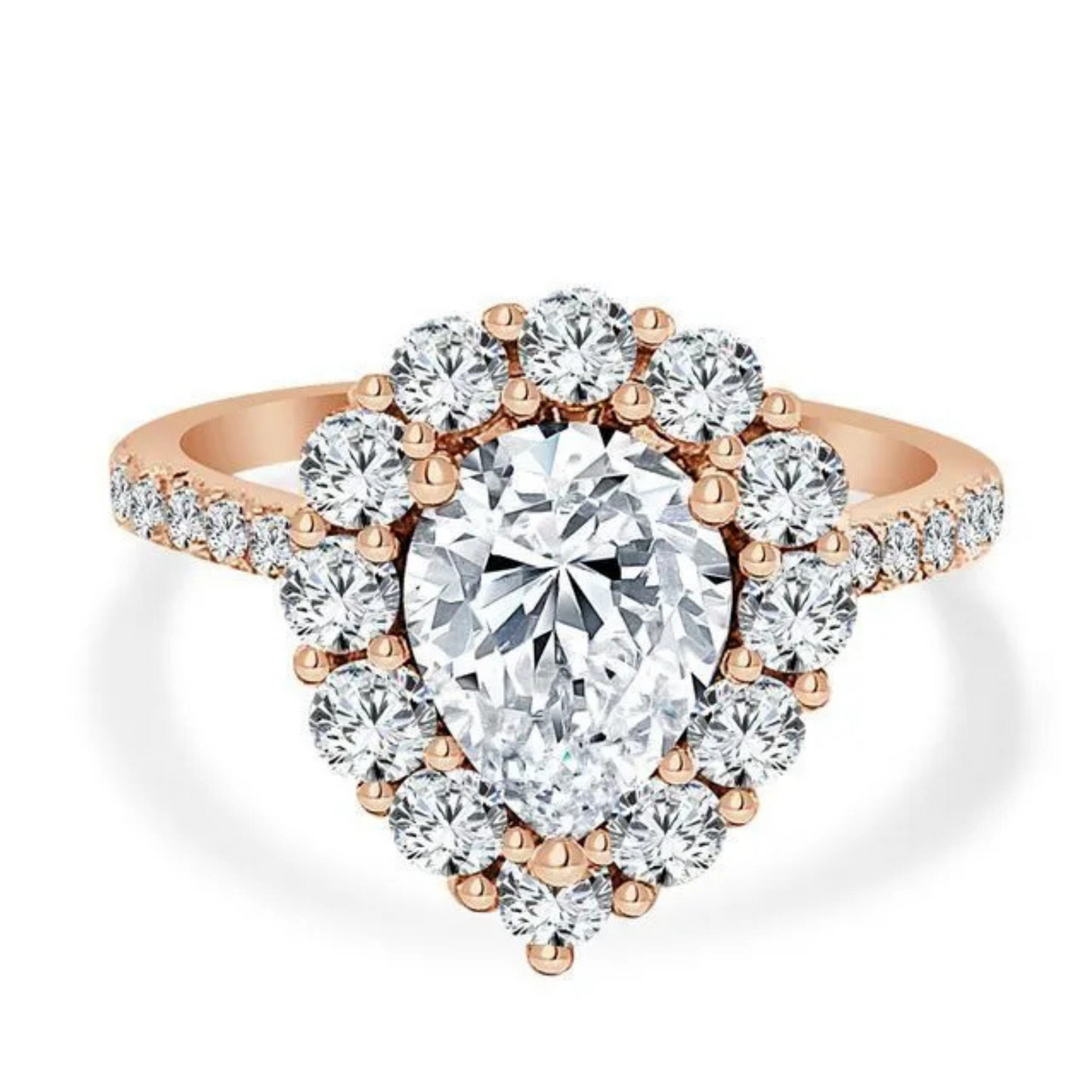 Imagine Bridal 14K Rose Gold Pear Diamond Engagement Ring 1.00ct