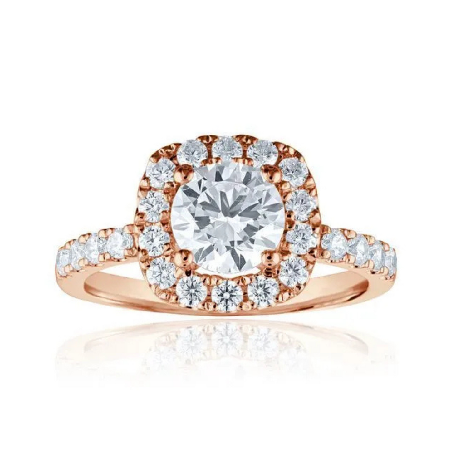 Imagine Bridal 14K Rose Gold Cushion Diamond Engagement Ring 0.60ct