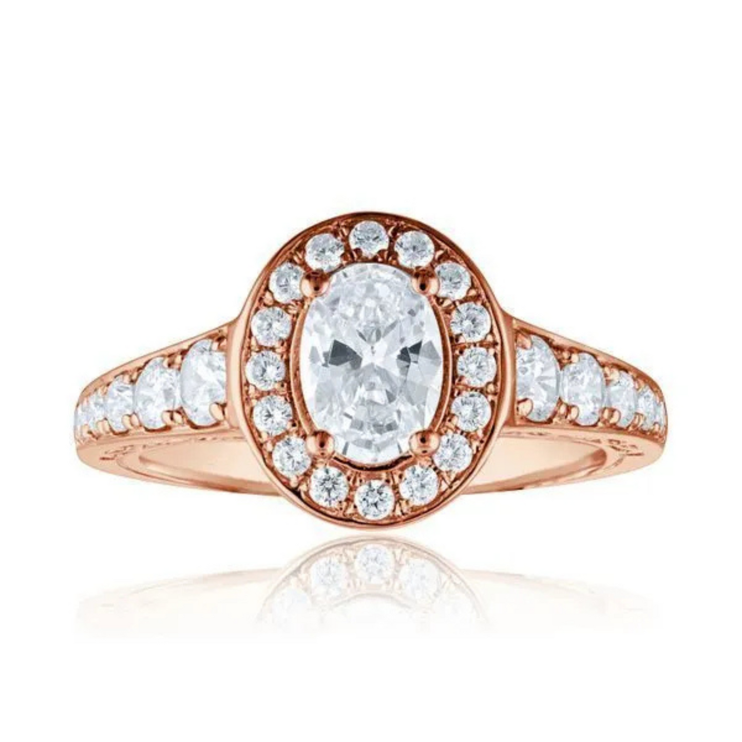 Imagine Bridal 14K Rose Gold Oval Diamond Engagement Ring 0.75ct