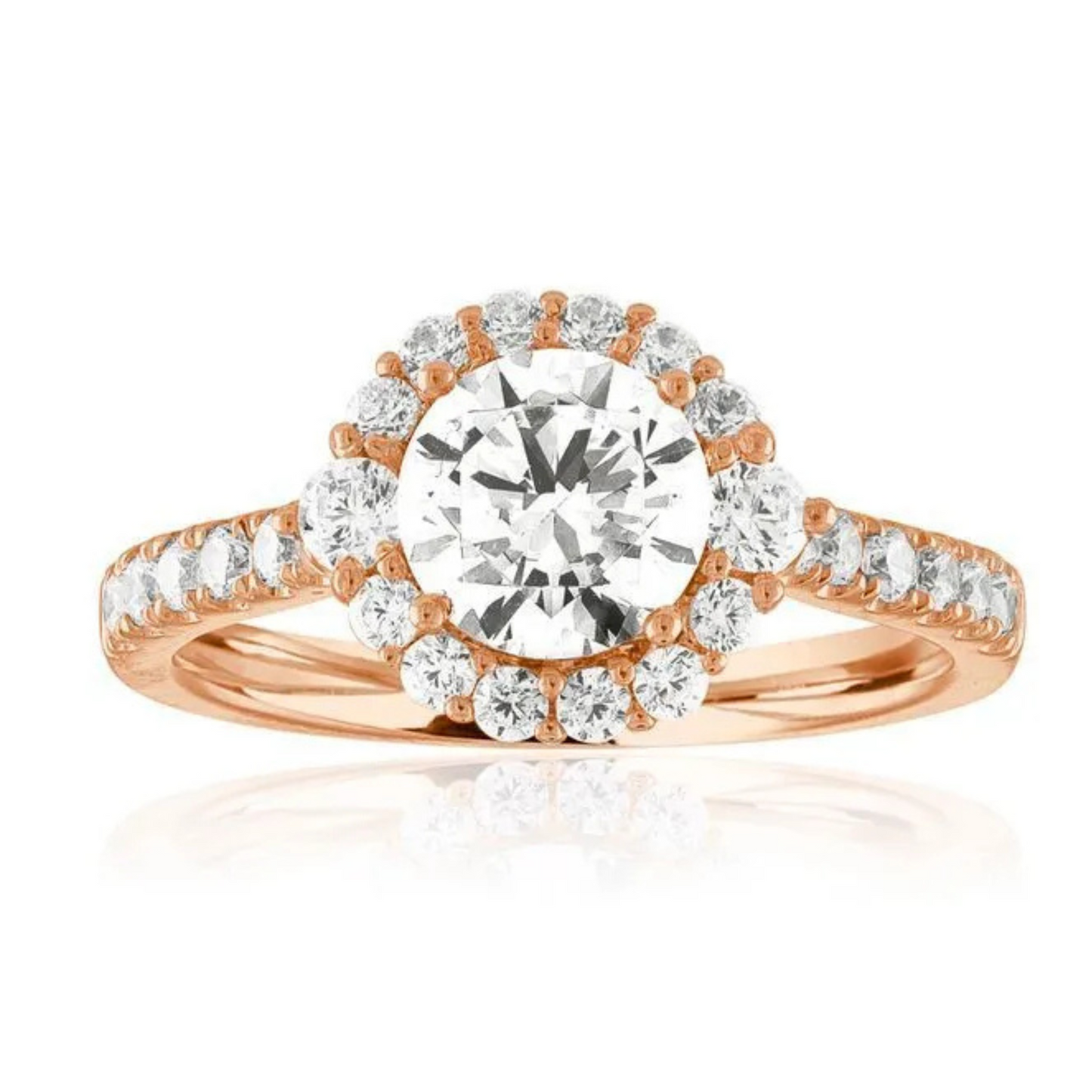 Imagine Bridal 14K Rose Gold Round Diamond Engagement Ring 0.40ct