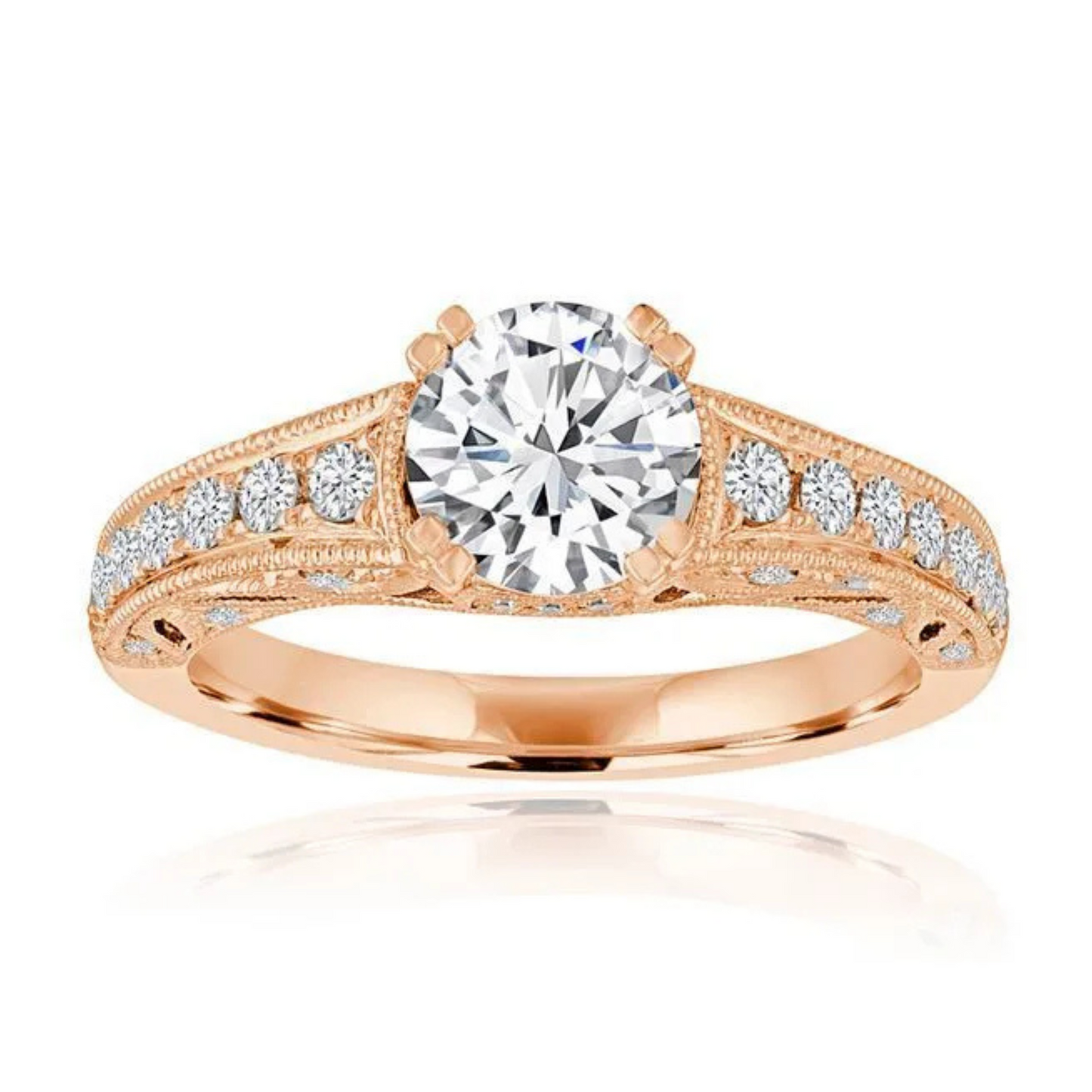Imagine Bridal 14K Rose Gold Round Diamond Engagement Ring 0.33ct