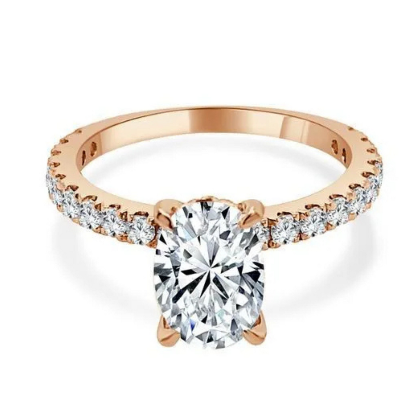 Imagine Bridal 14K Rose Gold Round Diamond Engagement Ring 0.50ct