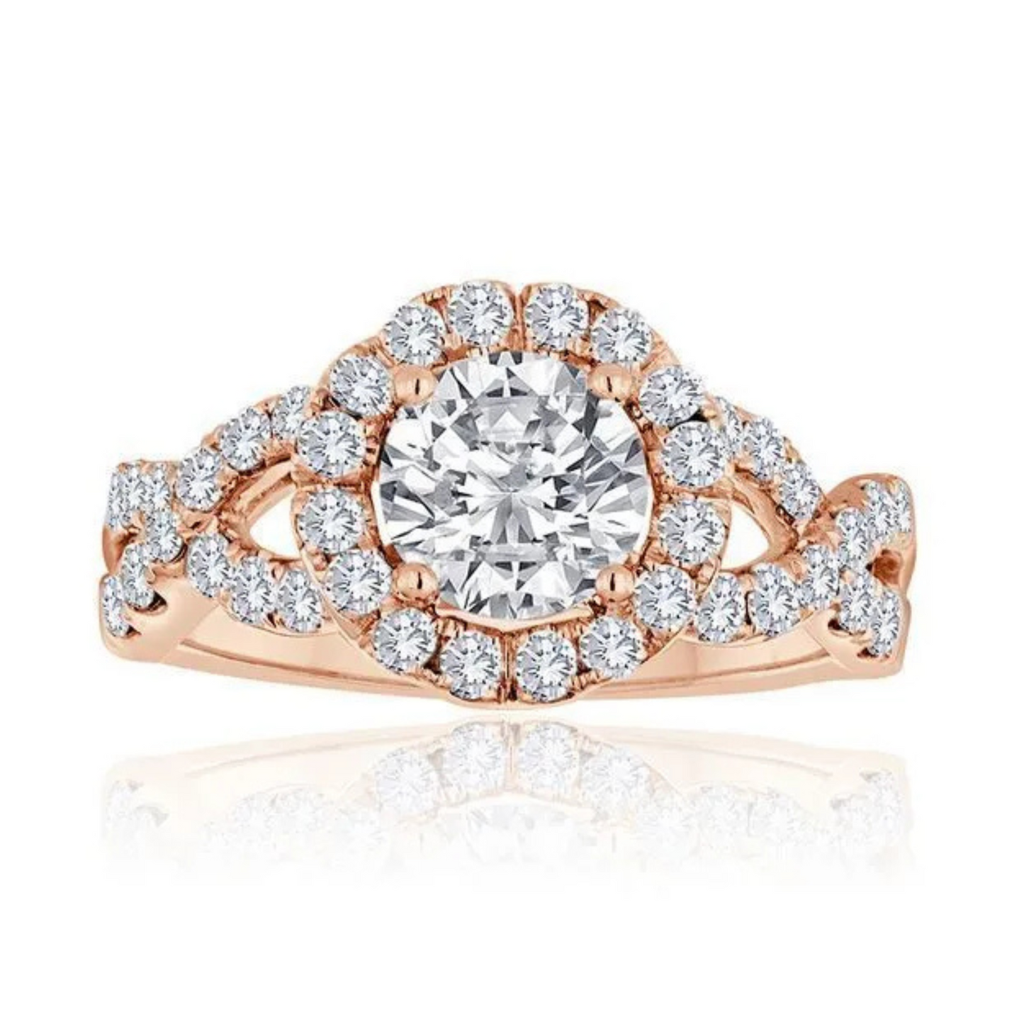 Imagine Bridal 14K Rose Gold Round Diamond Engagement Ring 0.62ct