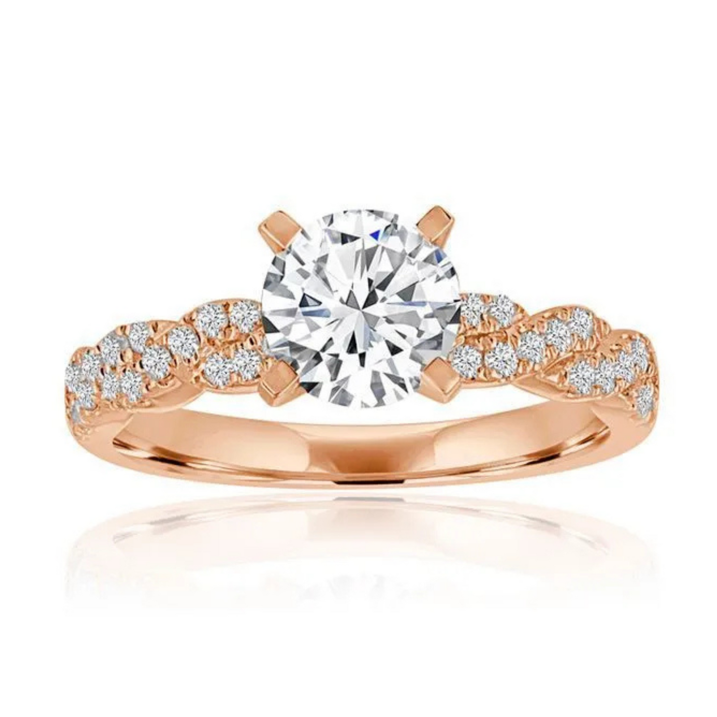 Imagine Bridal 14K Rose Gold Round Diamond Engagement Ring 0.25ct
