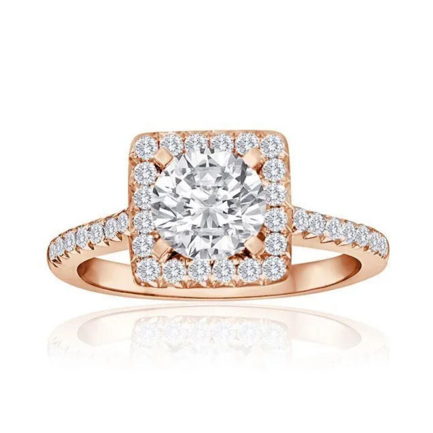 Imagine Bridal 14K Rose Gold Round Diamond Engagement Ring 0.33ct