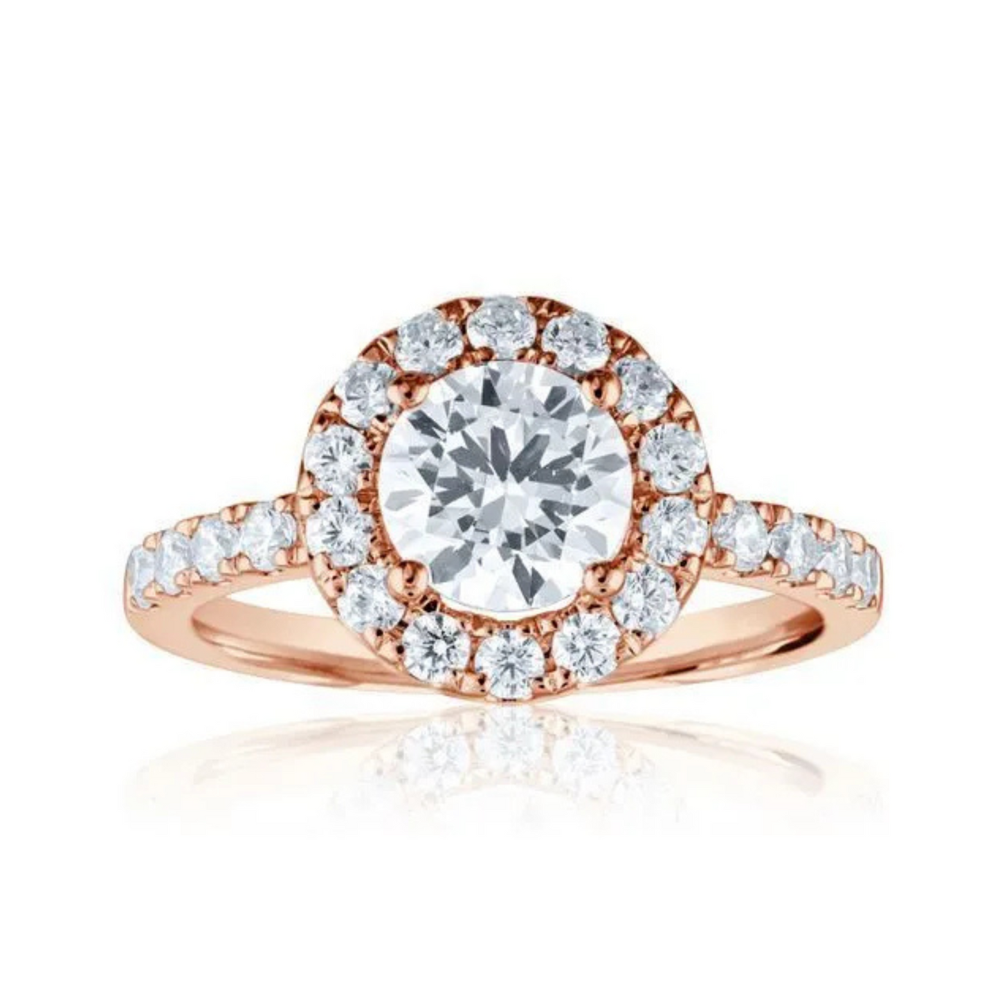 Imagine Bridal 14K Rose Gold Round Diamond Engagement Ring 0.60ct
