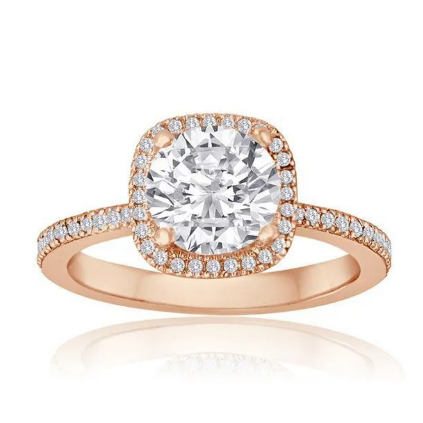 Imagine Bridal 14K Rose Gold Cushion Diamond Engagement Ring 0.25ct