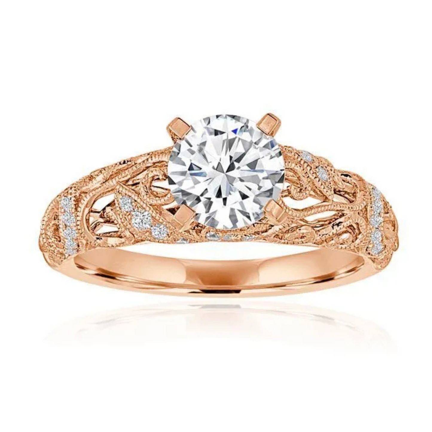 Imagine Bridal 14K Rose Gold Round Diamond Engagement Ring 0.17ct