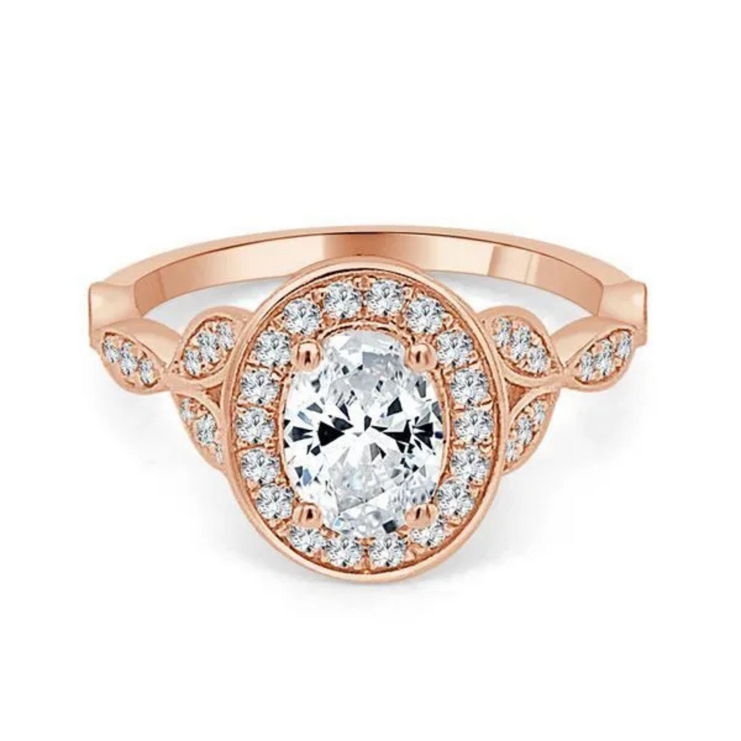 Imagine Bridal 14K Rose Gold Oval Diamond Engagement Ring 0.25ct