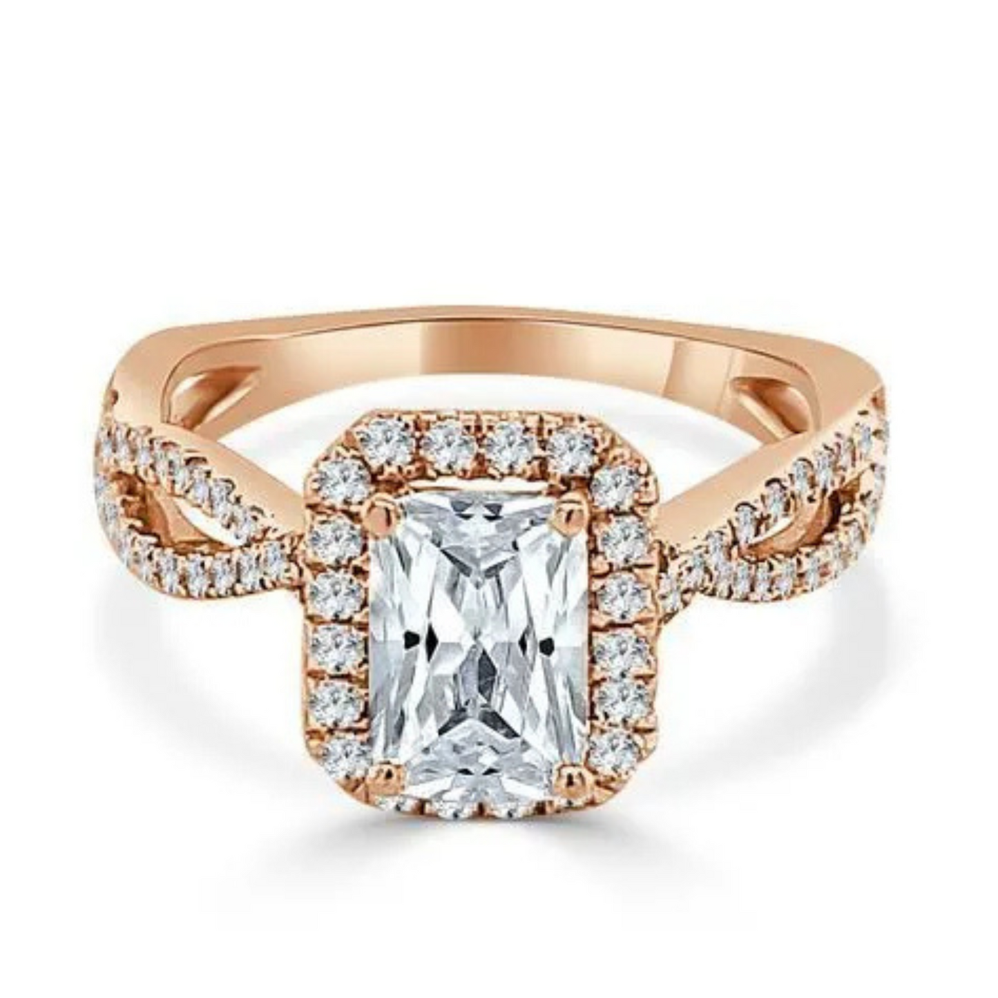 Imagine Bridal 14K Rose Gold Emerald Diamond Engagement Ring 0.33ct