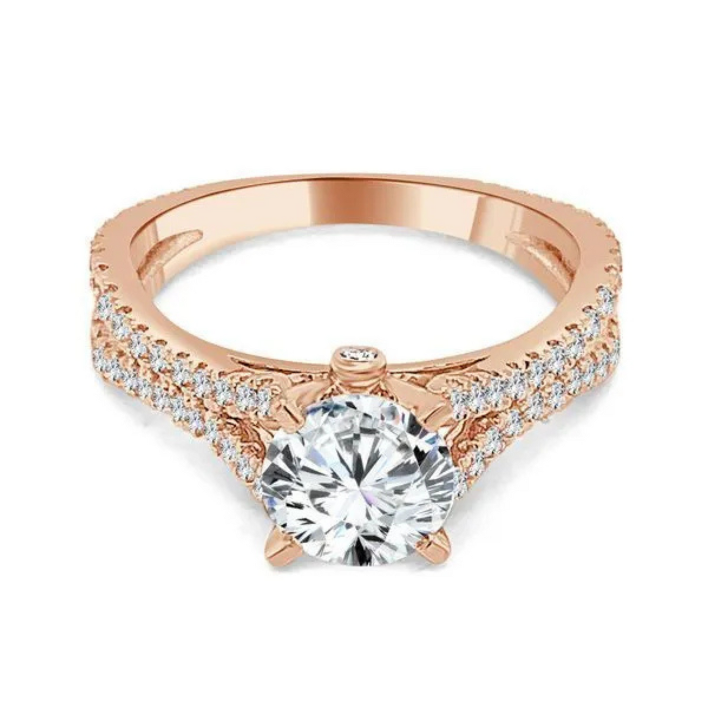 Imagine Bridal 14K Rose Gold Round Diamond Engagement Ring 0.50ct