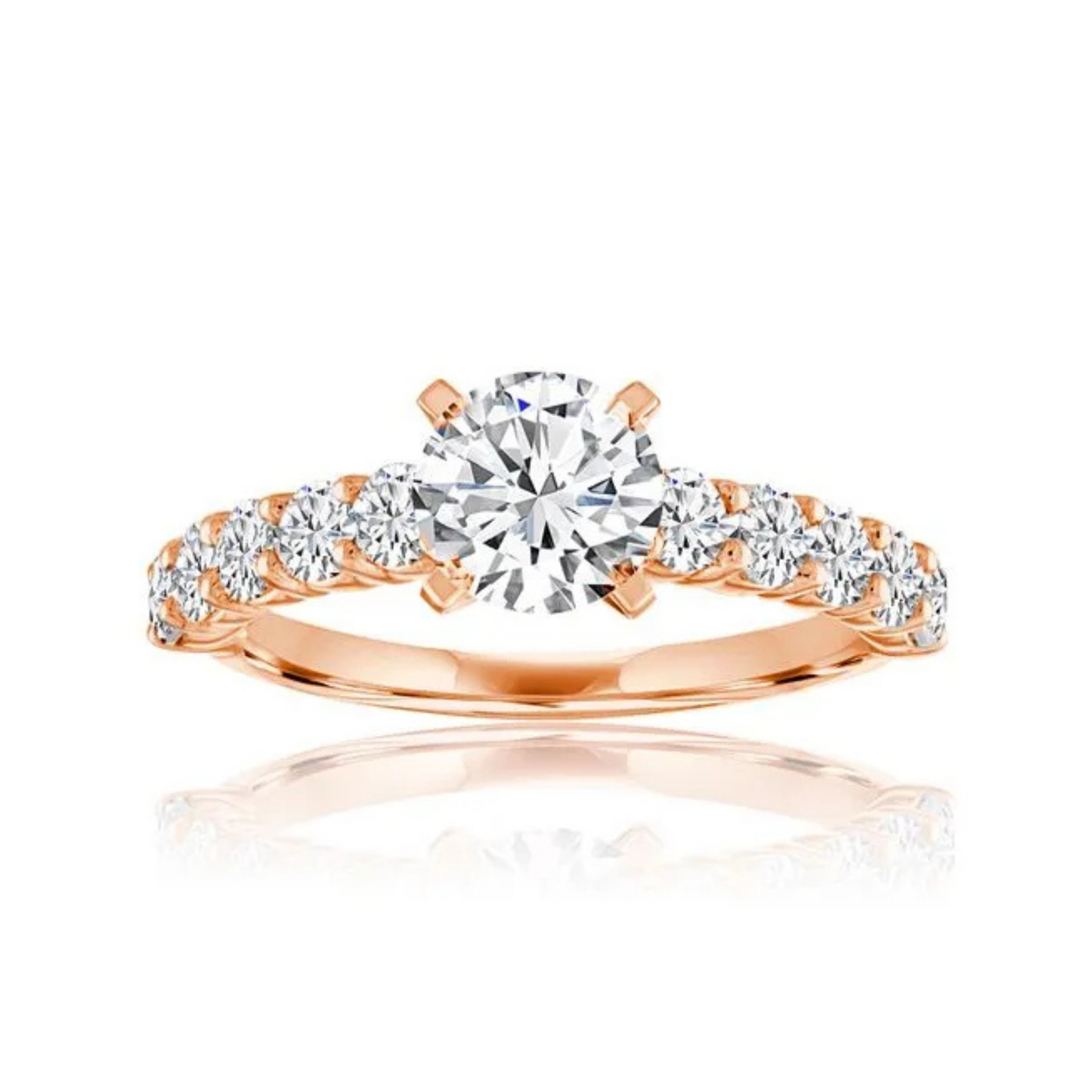 Imagine Bridal 14K Rose Gold Round Diamond Engagement Ring