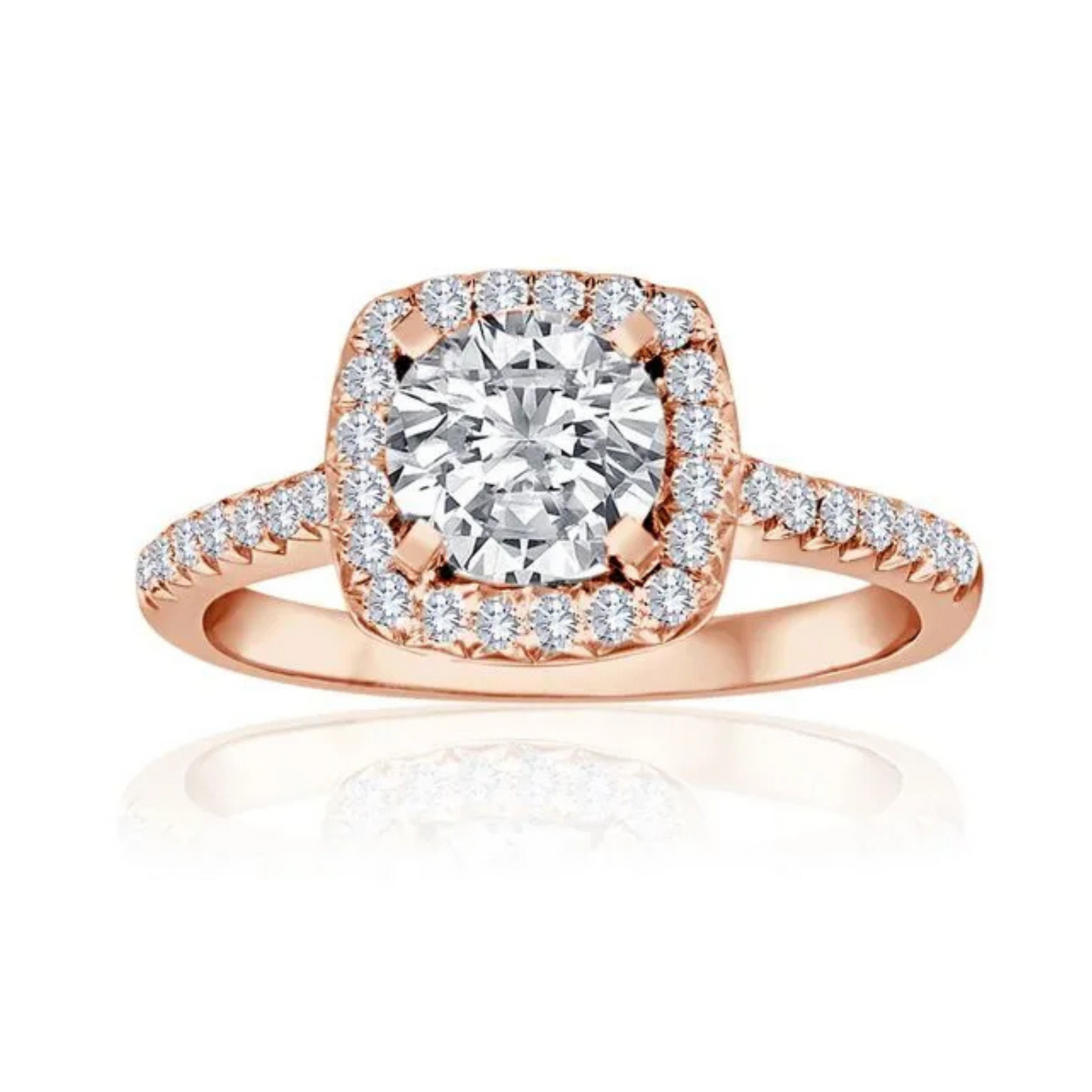 Imagine Bridal 14K Rose Gold Cushion Diamond Engagement Ring 0.33ct