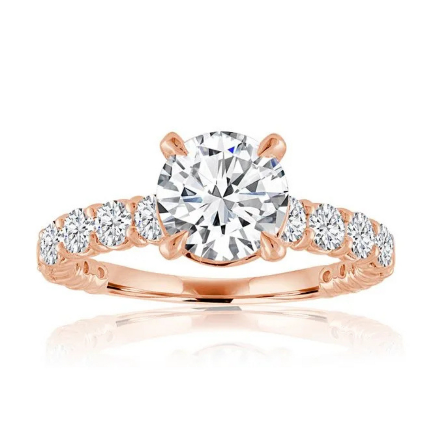 Imagine Bridal 14K Rose Gold Round Diamond Engagement Ring 1.00ct