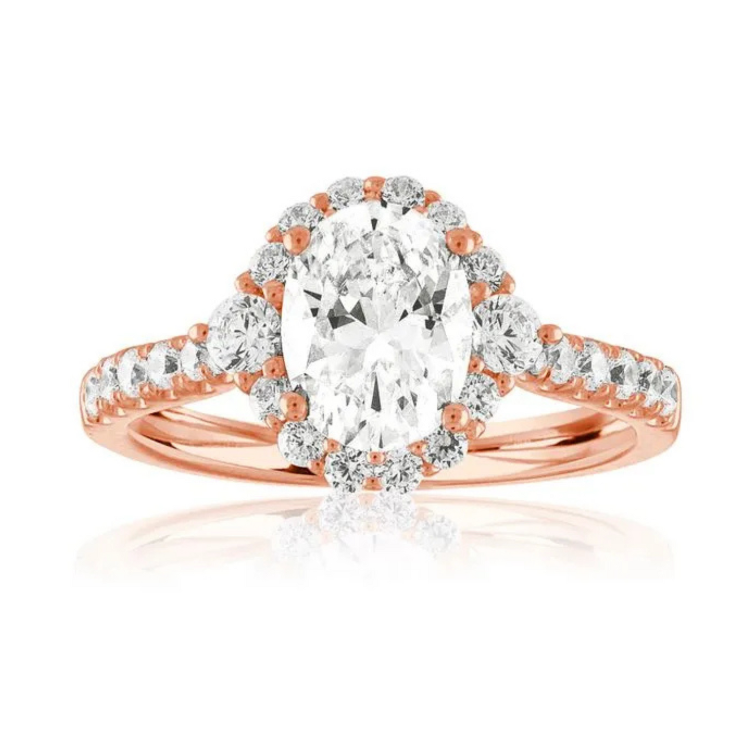 Imagine Bridal 14K Rose Gold Oval Diamond Engagement Ring 0.40ct