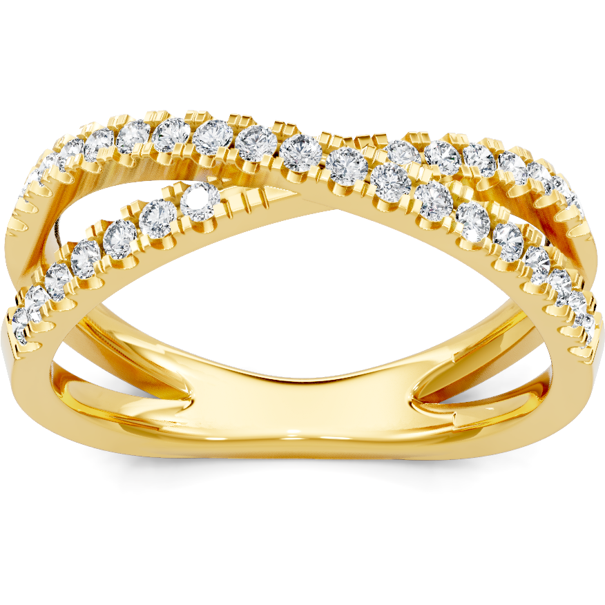 This gold 14K Yellow Gold rose wedding band features a anniversary style with a anniversary setting. The design is accented with diamonds totaling about 0.015 carats.
