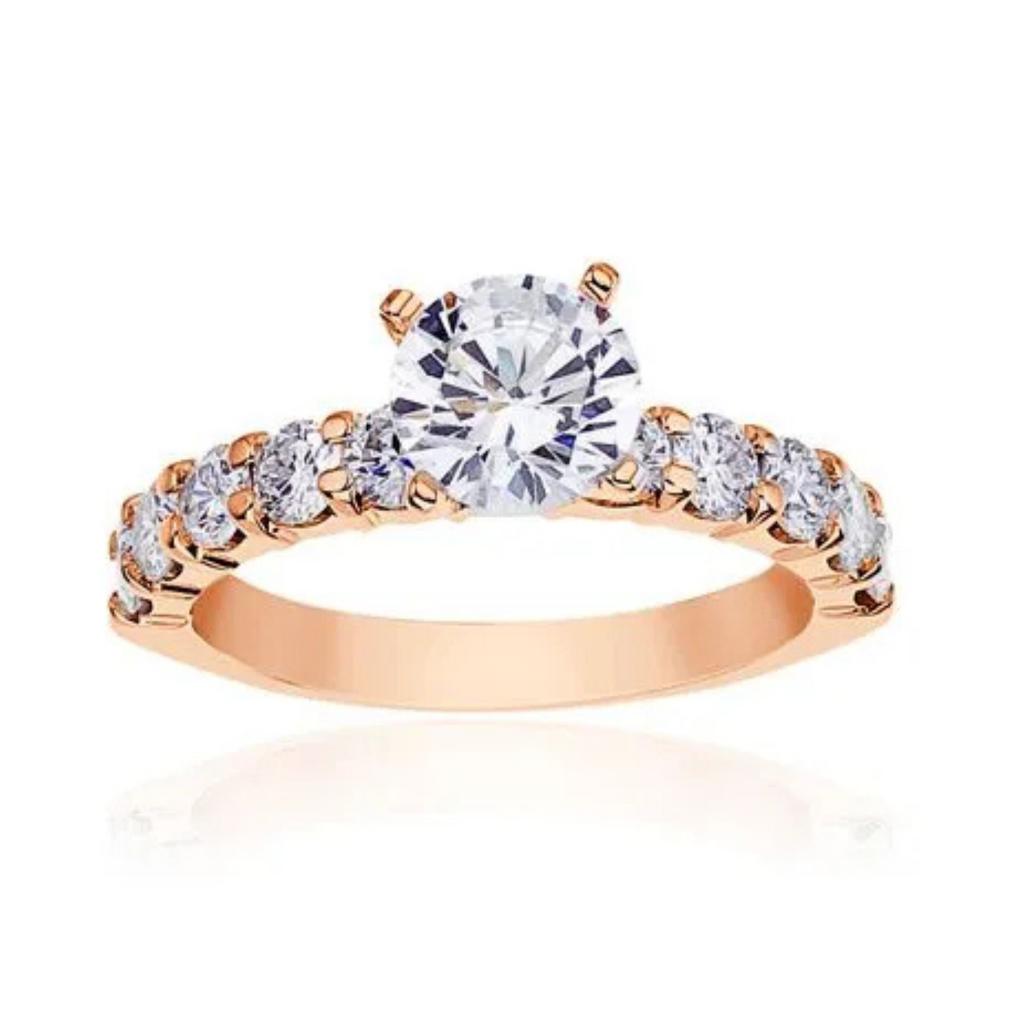 Imagine Bridal 14K Rose Gold Round Diamond Engagement Ring 0.90 ct