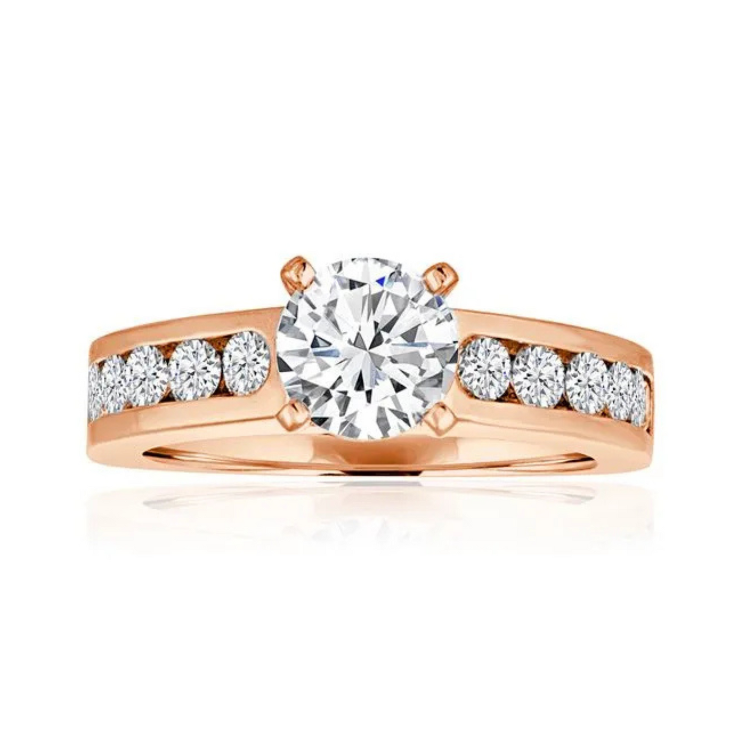 Imagine Bridal 14K Rose Gold Round Diamond Engagement Ring 0.50ct
