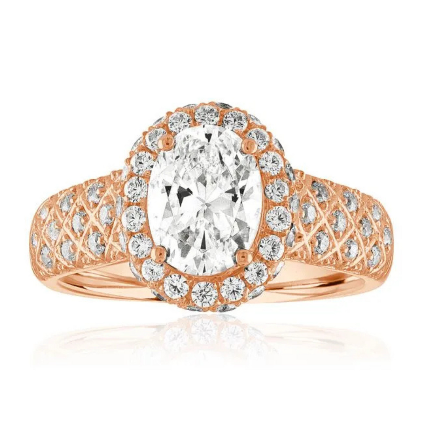 Imagine Bridal 14K Rose Gold Oval Diamond Engagement Ring 0.80ct
