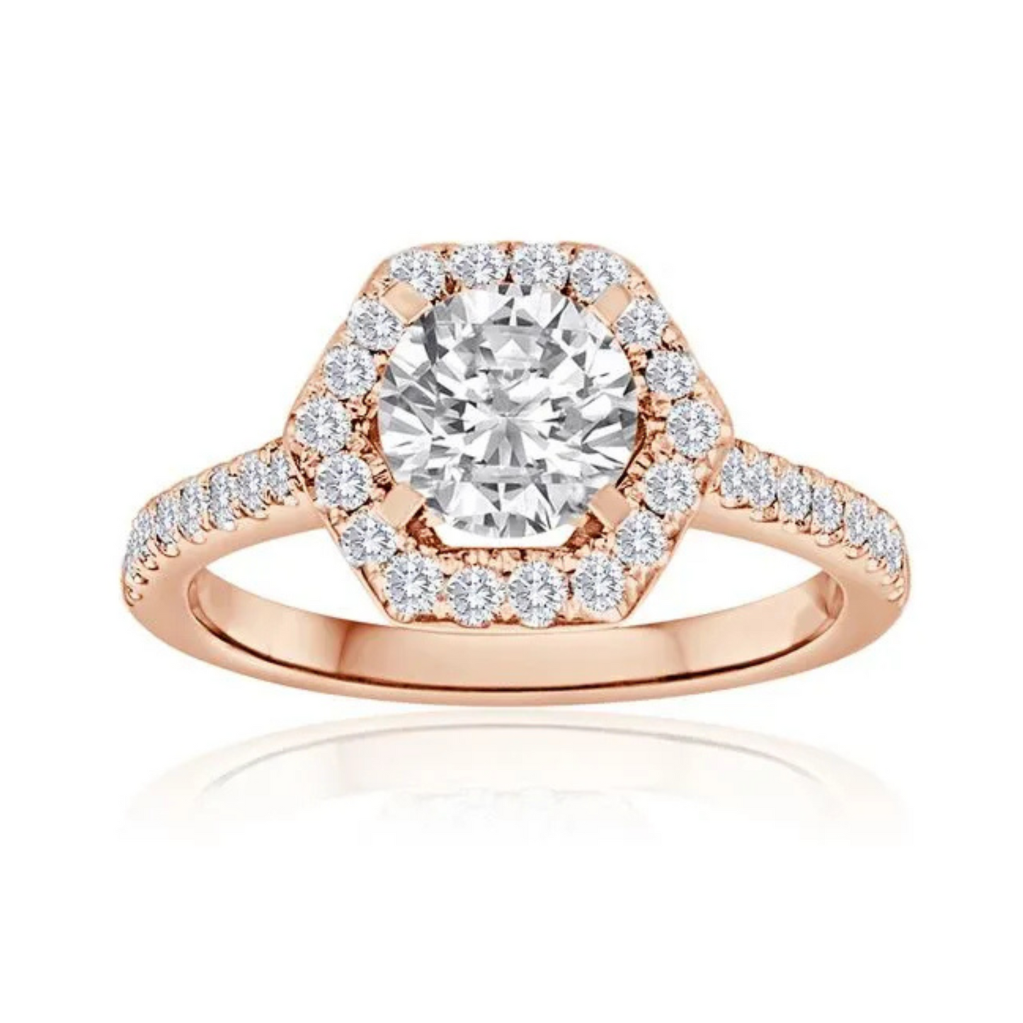 Imagine Bridal 14K Rose Gold Round Diamond Engagement Ring 0.40ct