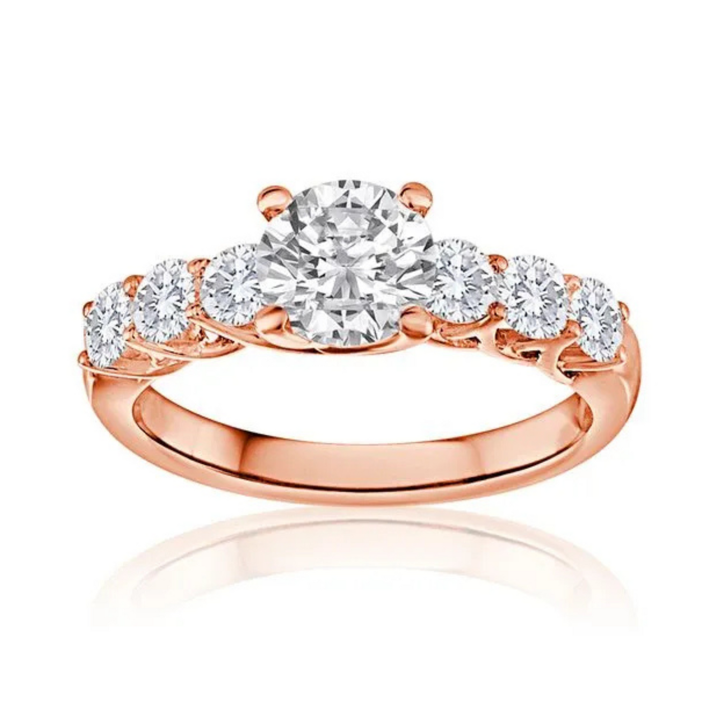 Imagine Bridal 14K Rose Gold Round Diamond Engagement Ring 0.80ct