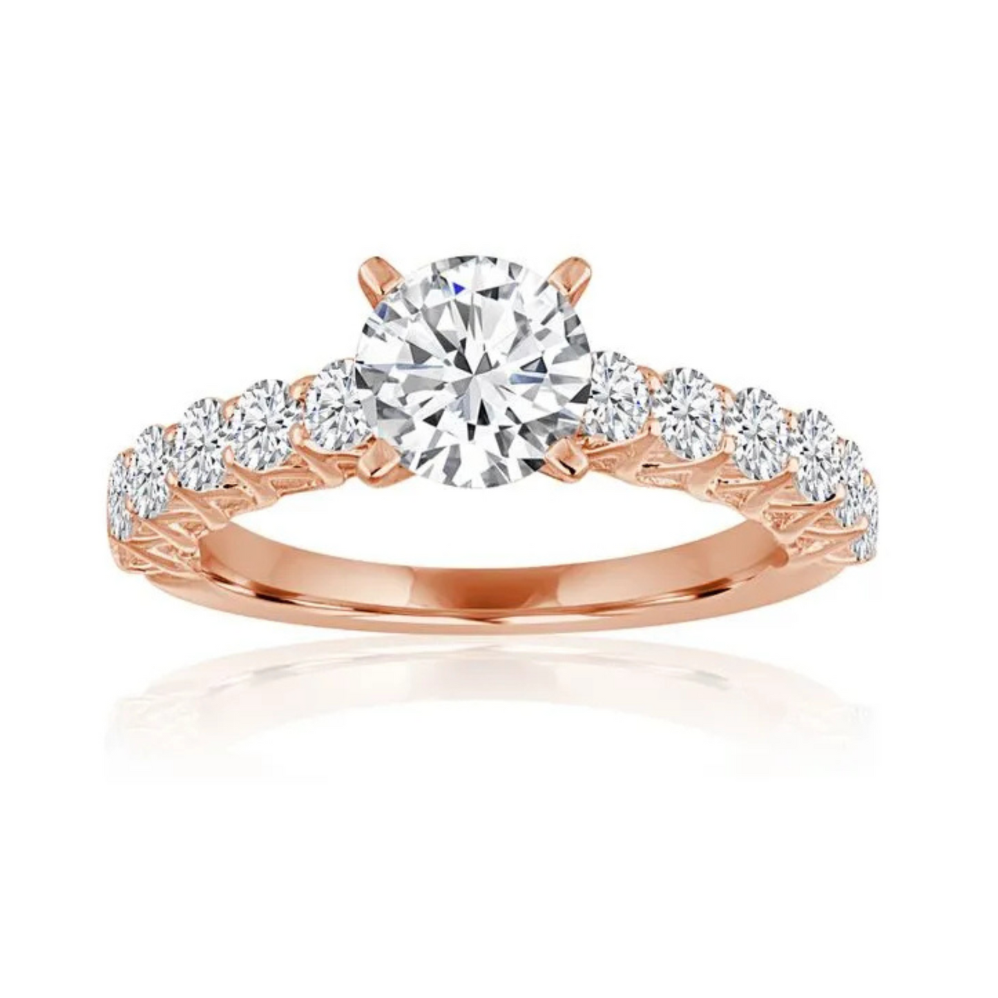 Imagine Bridal 14K Rose Gold Round Diamond Engagement Ring 0.50ct