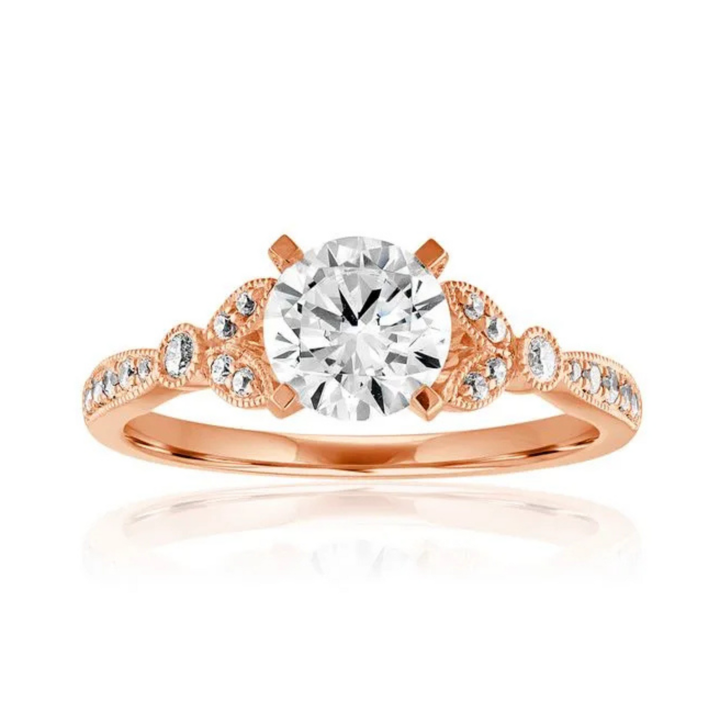 Imagine Bridal 14K Rose Gold Round Diamond Engagement Ring 0.20ct