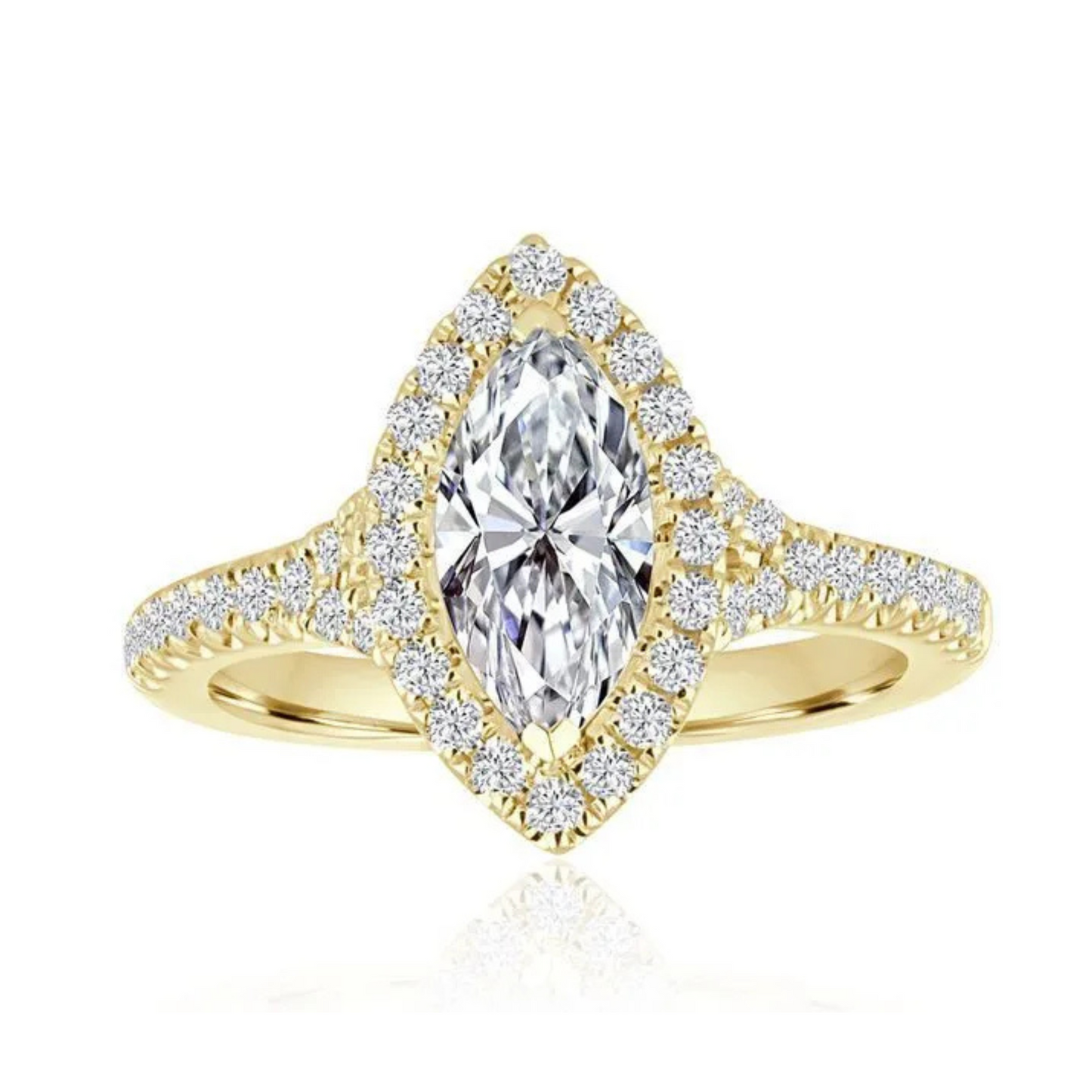 Imagine Bridal 14K Yellow Gold Marquise Diamond Engagement Ring 0.40ct